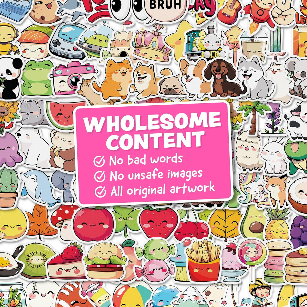 Cute Stickers for Kids Classroom Decor - 108pc Kawaii Water Bottle Stickers for Teens - Waterproof Vinyl Teacher Reward Stickers for Water Bottles - Back to School Supplies - Classroom Must Haves