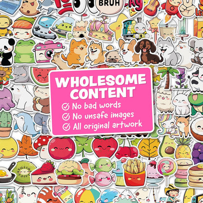 Cute Stickers for Kids Classroom Decor - 108pc Kawaii Water Bottle Stickers for Teens - Waterproof Vinyl Teacher Reward Stickers for Water Bottles - Back to School Supplies - Classroom Must Haves