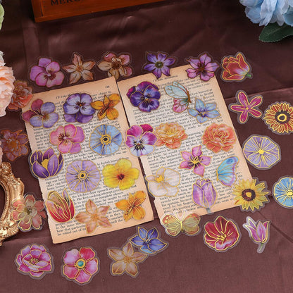 Dizdkizd 240-Piece Watercolor Floral Stickers with Gold-Outlined