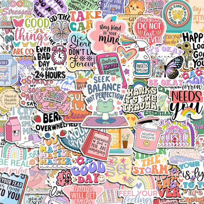 300 PCS Mental Health Stickers, Vinyl Therapy Stickers for Mental Health Journal, Positive Quote Decals for Adult, Therapist Gifts, Journals, Laptops, Water Bottles