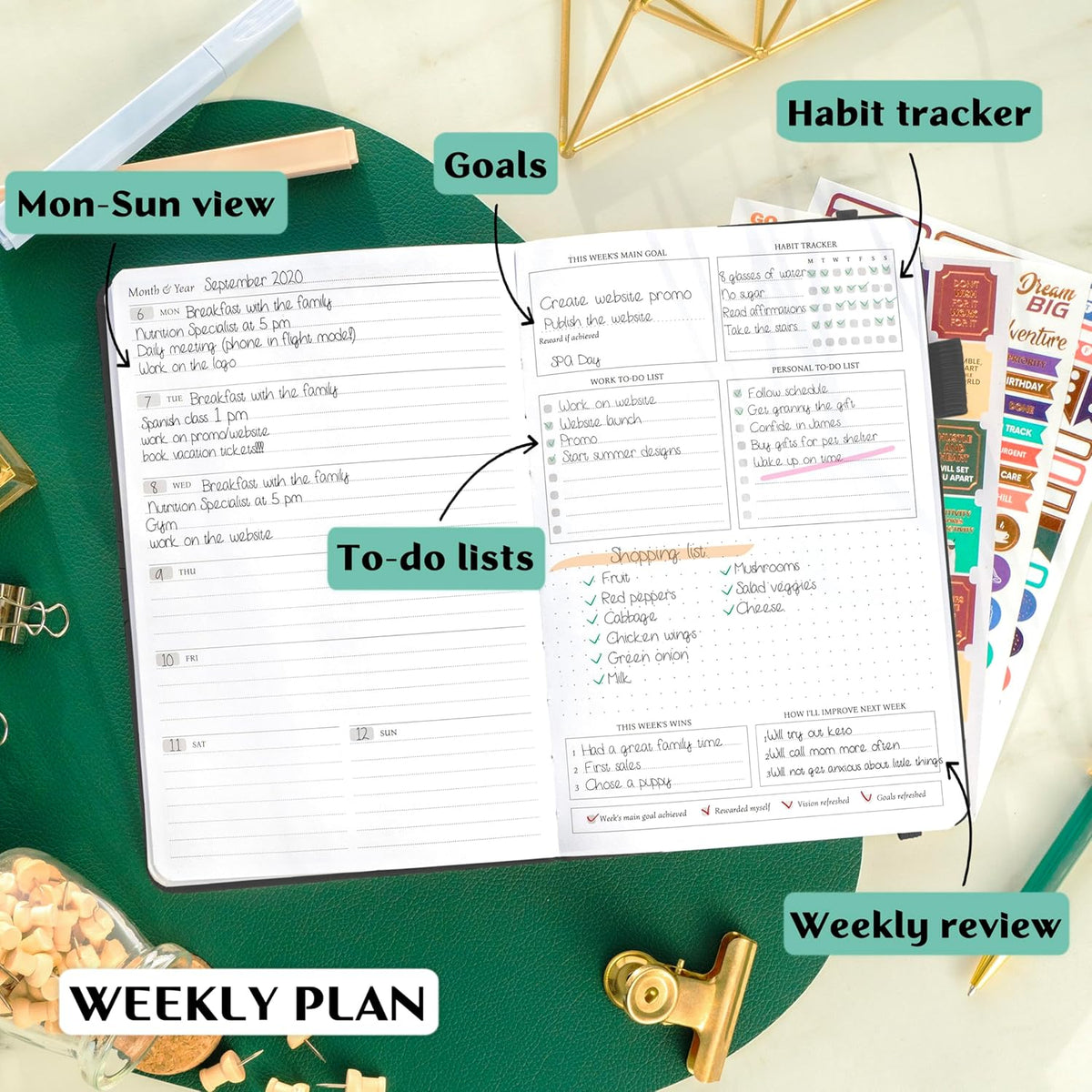 Legend Planner Undated, Weekly & Daily Goal Journal, A5 Black