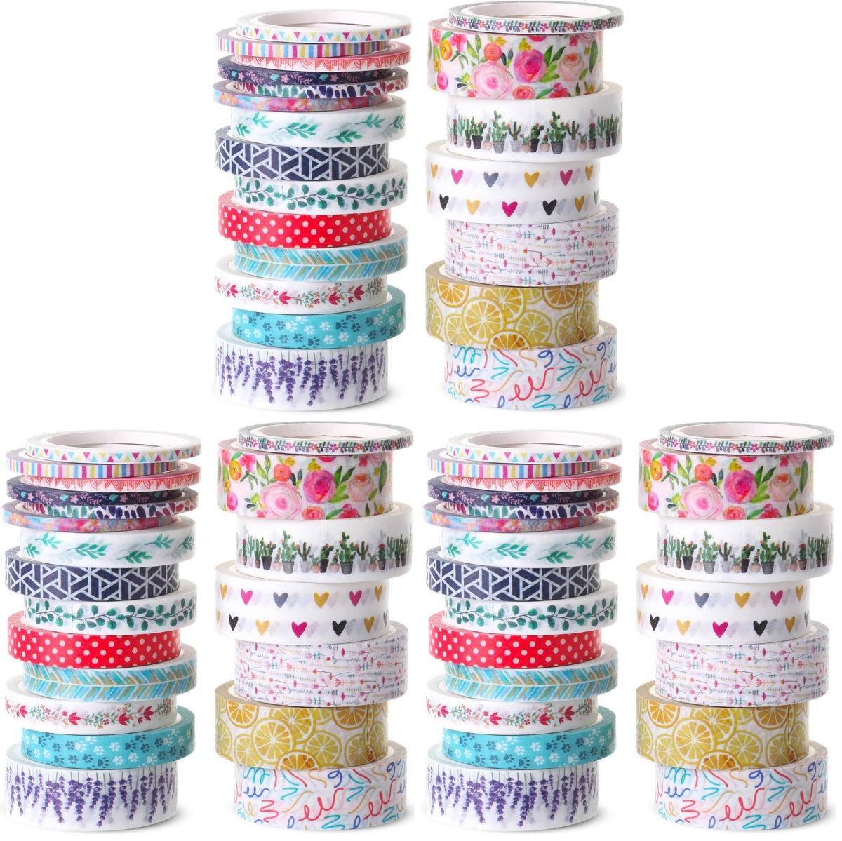 Mr. Pen- Washi Tape Set, 21 Rolls, Assorted Sizes, Floral