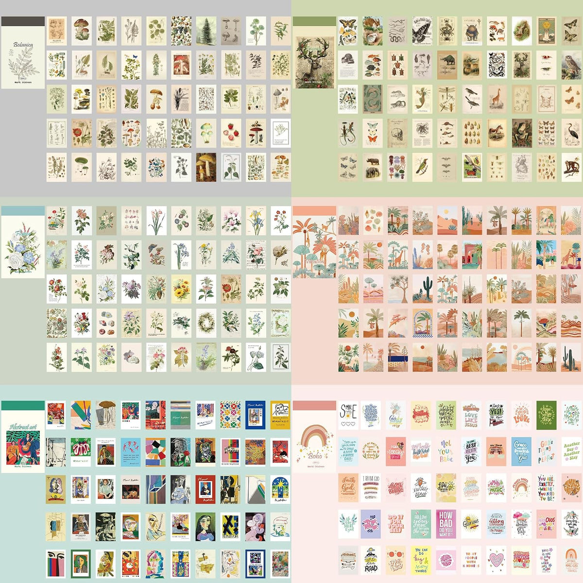 12 Sets 600 Sheets Washi Stickers for Journaling, Boho, Abstract, Vintage Scrapbook Sticker Set for Bullet Journal Art Diary Card Craft Gifts Planner Notebook