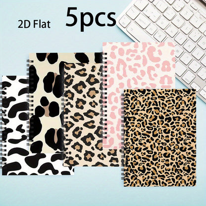 Set of 5 Premium Spiral Notebooks, Ideal for Everyday Office Tasks, Measuring 5.5 X 8.3 Inches, Featuring 50 Pages And a Stylish Animal-Themed Cover, Perfect for Any Occasion