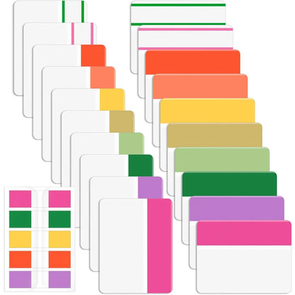Bright Sticky Index Tabs, 500 Tabs (21 Sets), Office Stationery for Page Marking, Notebooks, Binders, Books