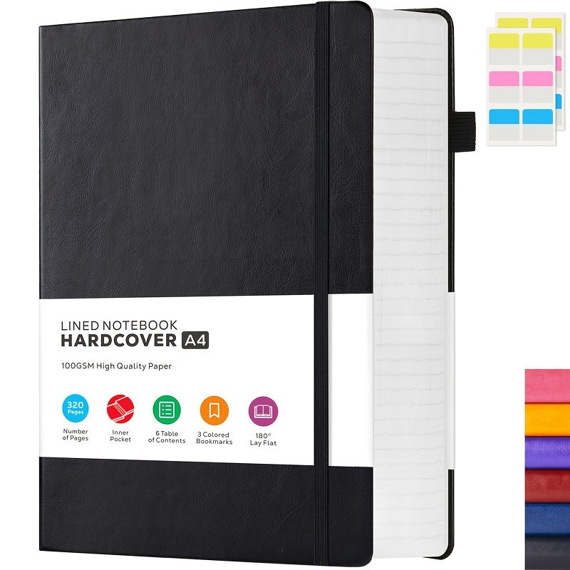 A4 Lined Journal Notebook, 320 Pages Large College Ruled Notebook, Hardcover Faux Leather Notebook with 100Gsm Thick Pages for Writing Women, Professional Business Notebook, 8.5 X 11In, Back to School