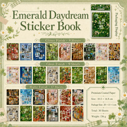 990+ Pcs 30 Sheets Japanese Sticker Book & European Classic (Single/Bundle) - Premium Cut-Out Dreamcore Decals for Journaling Scrapbooking DIY Crafts