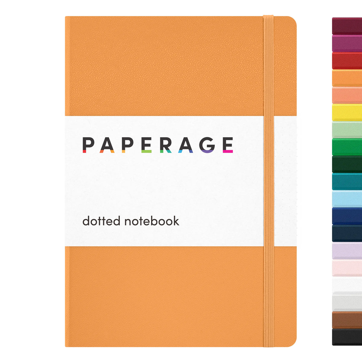 PAPERAGE Thread Bound Dotted Page Hardcover Bullet Journal Notebook - Faux Leather Cover, 100GSM Penready Thick Paper, 160 Pages, 5.6"x8" Portable, Elastic Band, Inner Pocket, Sticker Labels, Blank Journal, Office Stationery for Students