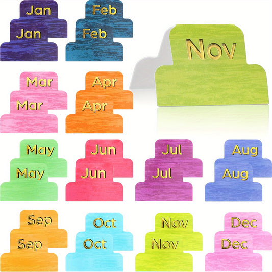 24pcs Colorful Metallic Monthly Planner Tabs - Adhesive Index Stickers for Office & Study Organization