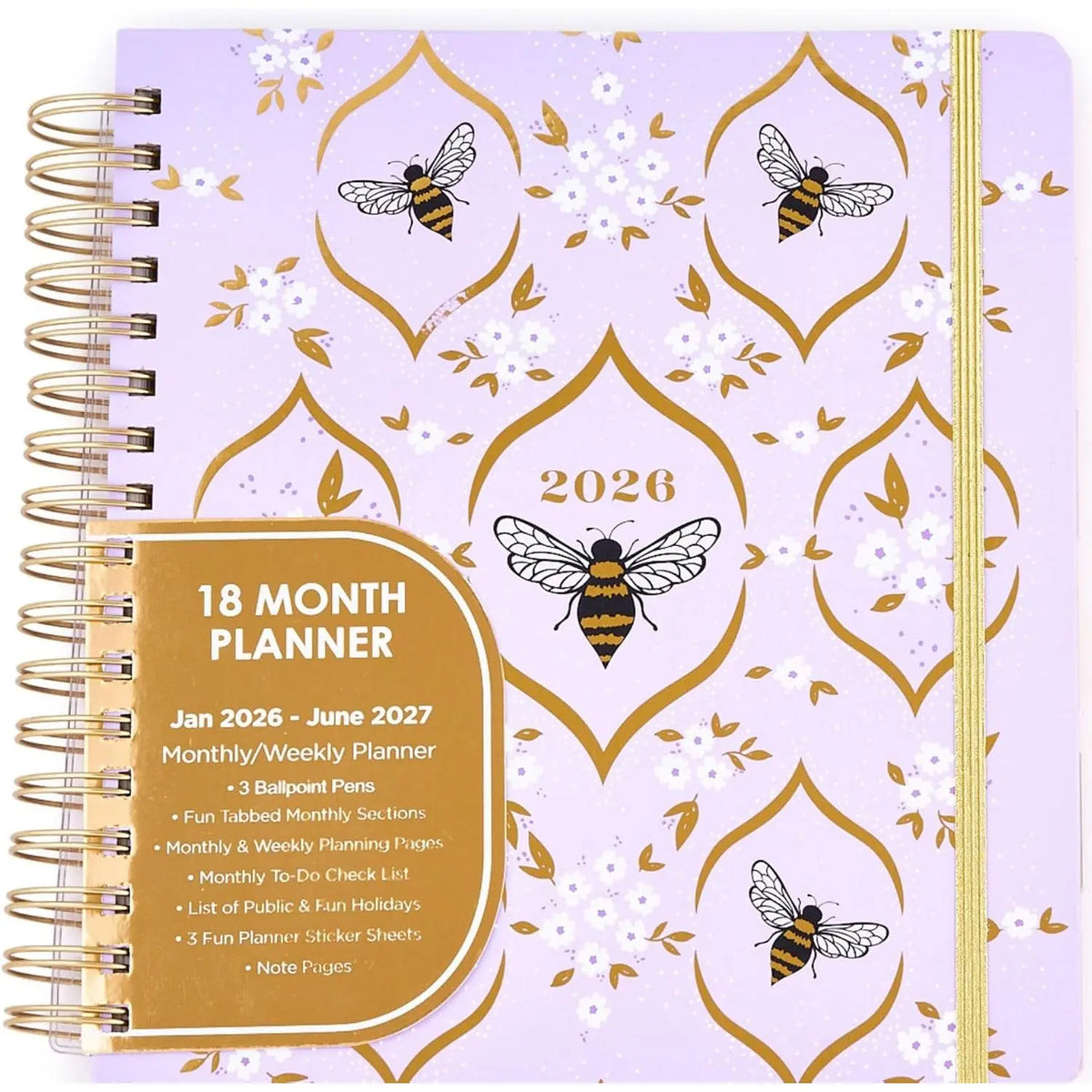 18 Month Hard Cover Planners/Calendars 10" x 10", January 2026 - June 2027 - Daily, Weekly & Monthly Organizer with Pens, Stickers, and a Sturdy Cover - Blessed