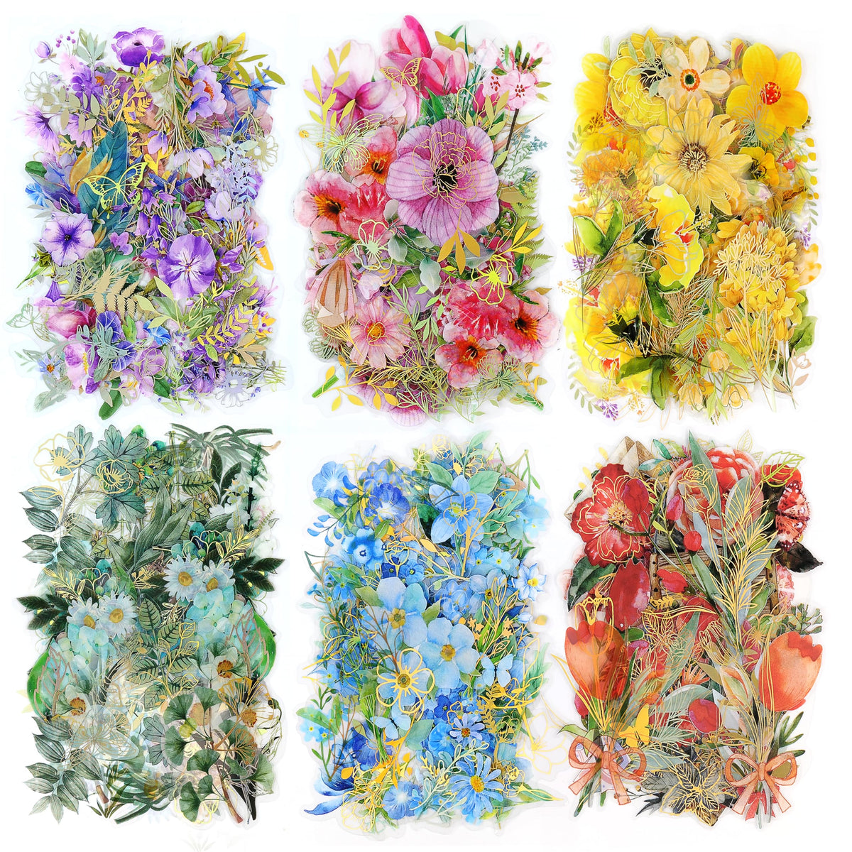 160Pcs Natural Flower Stickers for Scrapbooking,Self-Adhesive Transparent Flower Stickers Scrapbook Supplies Journaling Supplies for Adult Card Making Letters DIY Water Bottle Cards Decoration