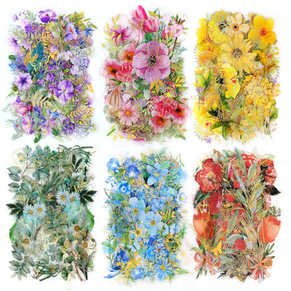 160Pcs Natural Flower Stickers for Scrapbooking,Self-Adhesive Transparent Flower Stickers Scrapbook Supplies Journaling Supplies for Adult Card Making Letters DIY Water Bottle Cards Decoration