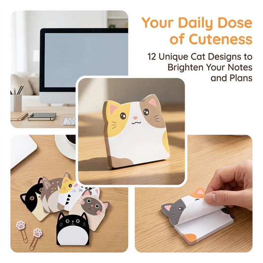 [Back to School]Cute Sticky Notes, 12/24 Pack Sticky Notes Kawaii Animals Shape Markers Flags Fun Sticky Notes Cute Notepads Sticky Note Pads Office Supplies for Office Home Students Roommates Tab Gifts Sticky Labels Sticky Notes Set-MM1