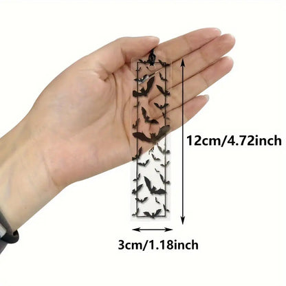 1 Set of Transparent Acrylic Bat Pattern Bookmark with Black Tassel, Available in Various Sizes - a Thoughtful Gift for Bookworms, Colleagues and Relatives; Ac Bookmark Decoration