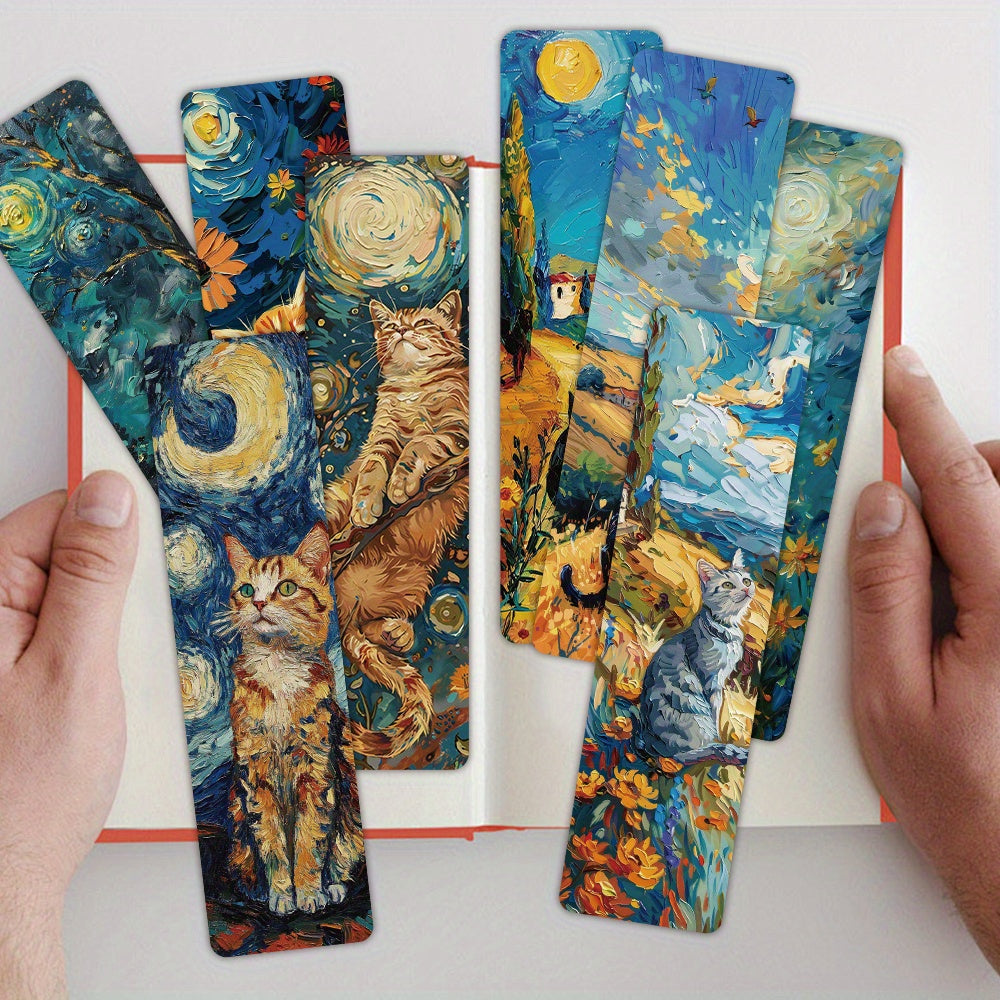 30pcs oil painting cats themed non-repeating delicate bookmarks for holiday gift Back to school book decorative cards reading label Stationery Gifts for Book Club Reader Writers Book Lovers Students