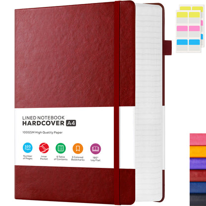 A4 Lined Journal Notebook, 320 Pages Large College Ruled Notebook, Hardcover Faux Leather Notebook with 100Gsm Thick Pages for Writing Women, Professional Business Notebook, 8.5 X 11In, Back to School