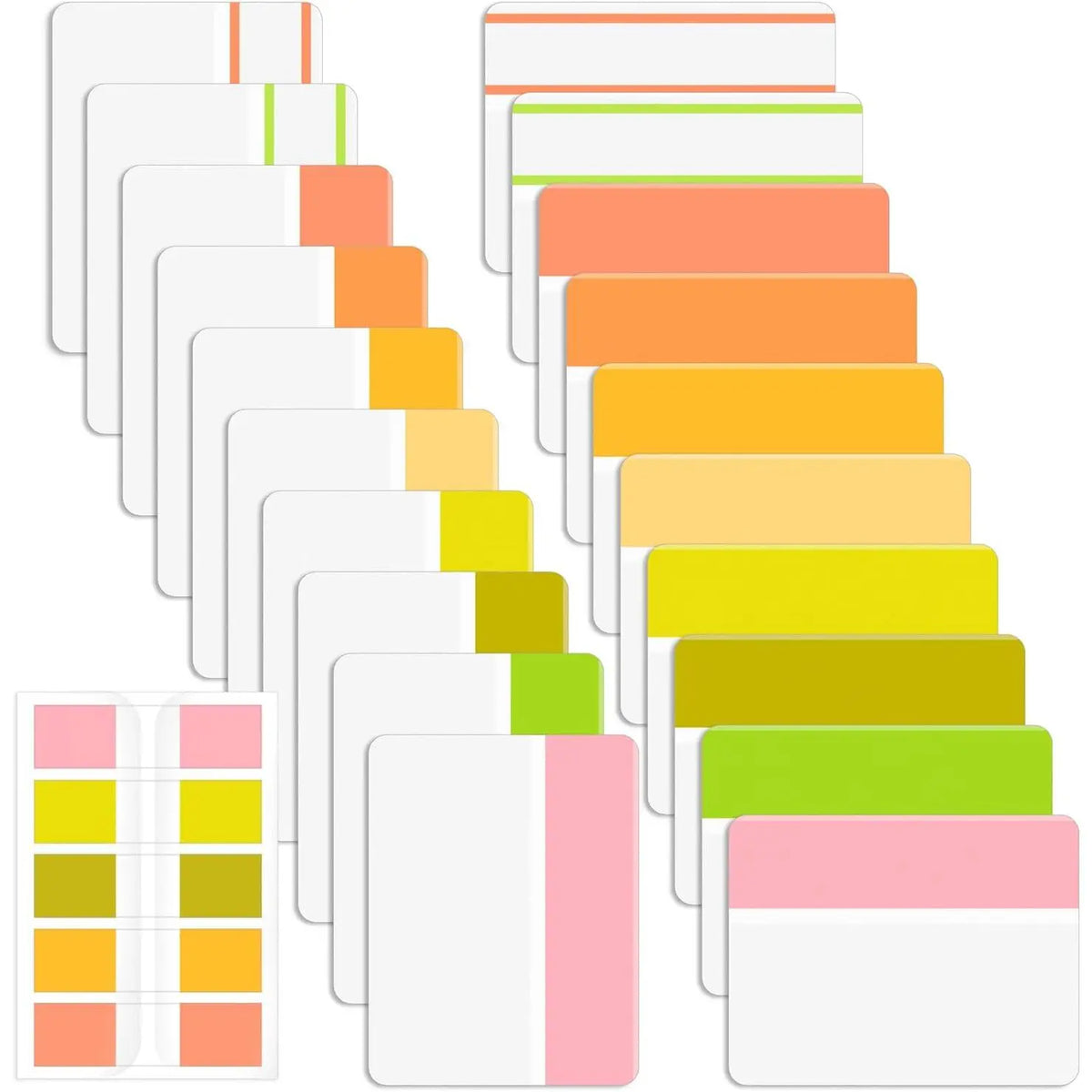 Bright Sticky Index Tabs, 500 Tabs (21 Sets), Office Stationery for Page Marking, Notebooks, Binders, Books