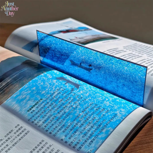 3Pcs Ocean Scenery Semi-transparent Acrylic Bookmarks, Blue Sea Boat Silhouette Clear Page Markers, Aesthetic Reading Book Accessories for Book Lovers, Journal Decor & Gifts