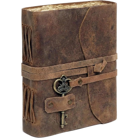 Cuero Vintage Leather Journal - Antique Handmade Leather-Bound Notebook with Deckle Edge Paper, Unique Gifts for Men, 5x7 in Office Stationery Sketchbook/Diary