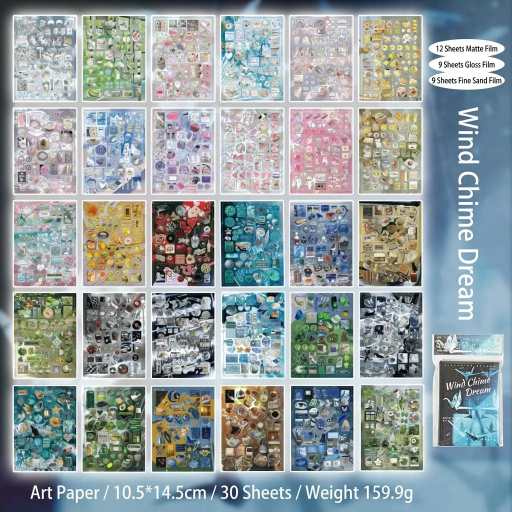 1400+ Pcs Aesthetic Hardcover Sticker Book (Single or Bundle) - Dreamcore, Foodie Cute Stickers for Adult, Student Back to School, 9 Glossy, 9 Fine Sand, 12 Matte Adhesive Decals for Scrapbook Supplies, Laptop Customization