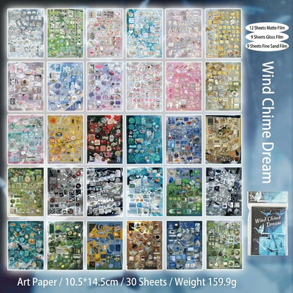 1400+ Pcs Aesthetic Hardcover Sticker Book (Single or Bundle) - Dreamcore, Foodie Cute Stickers for Adult, Student Back to School, 9 Glossy, 9 Fine Sand, 12 Matte Adhesive Decals for Scrapbook Supplies, Laptop Customization