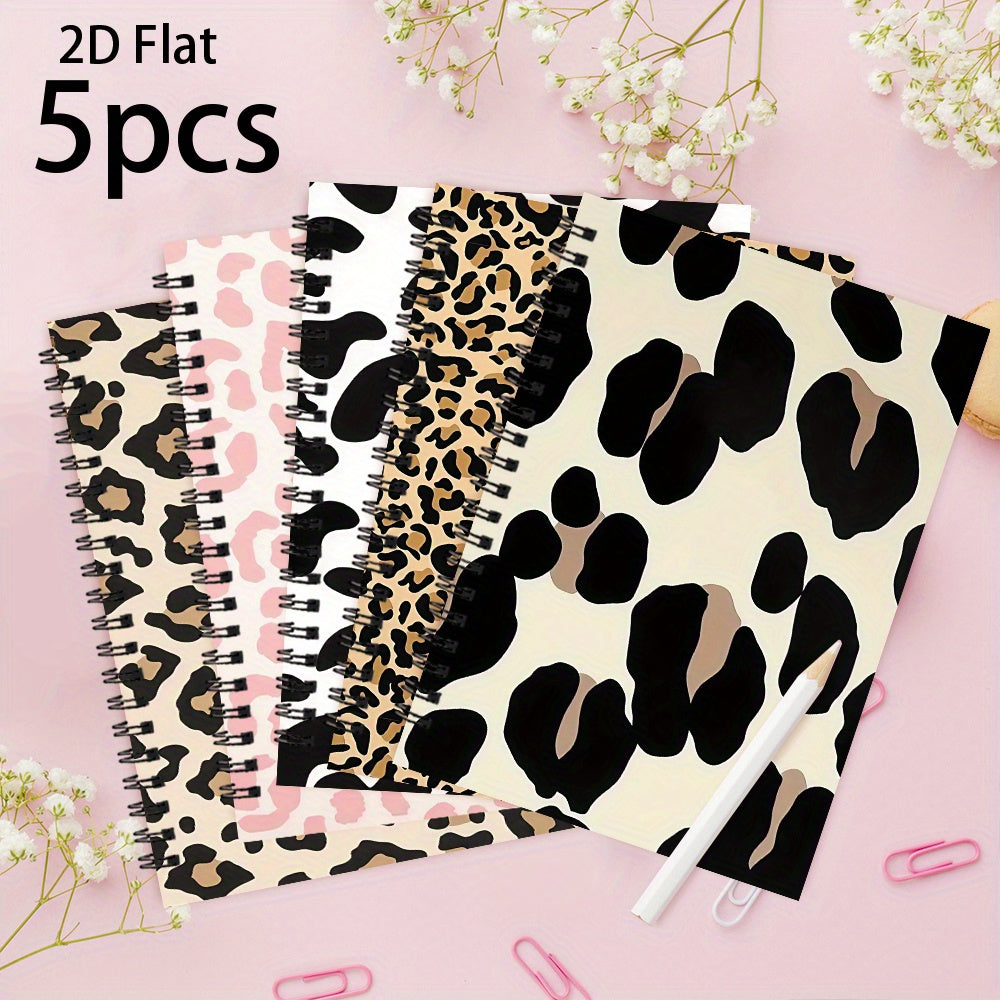 Set of 5 Premium Spiral Notebooks, Ideal for Everyday Office Tasks, Measuring 5.5 X 8.3 Inches, Featuring 50 Pages And a Stylish Animal-Themed Cover, Perfect for Any Occasion