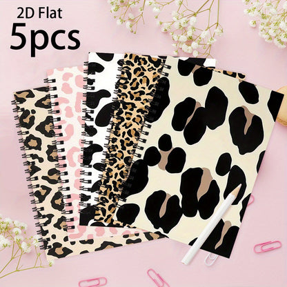 Set of 5 Premium Spiral Notebooks, Ideal for Everyday Office Tasks, Measuring 5.5 X 8.3 Inches, Featuring 50 Pages And a Stylish Animal-Themed Cover, Perfect for Any Occasion