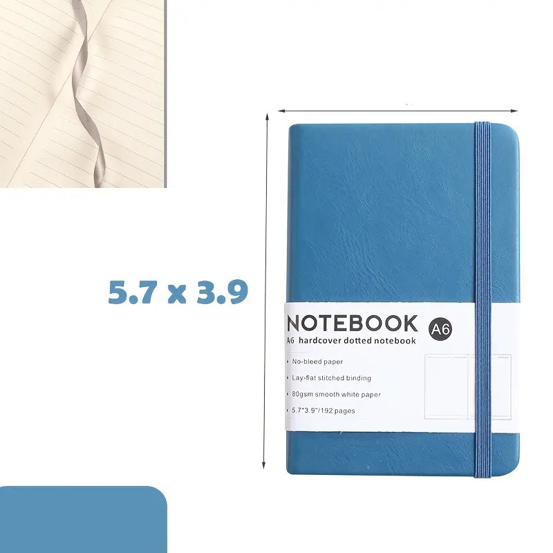 Unisex 3-Pack A6 Pocket Hardcover Lined Journal Notebook with Elastic Band, Single-Color Mini Portable Pocketbook, Home Supplies for Back to School & Daily Use