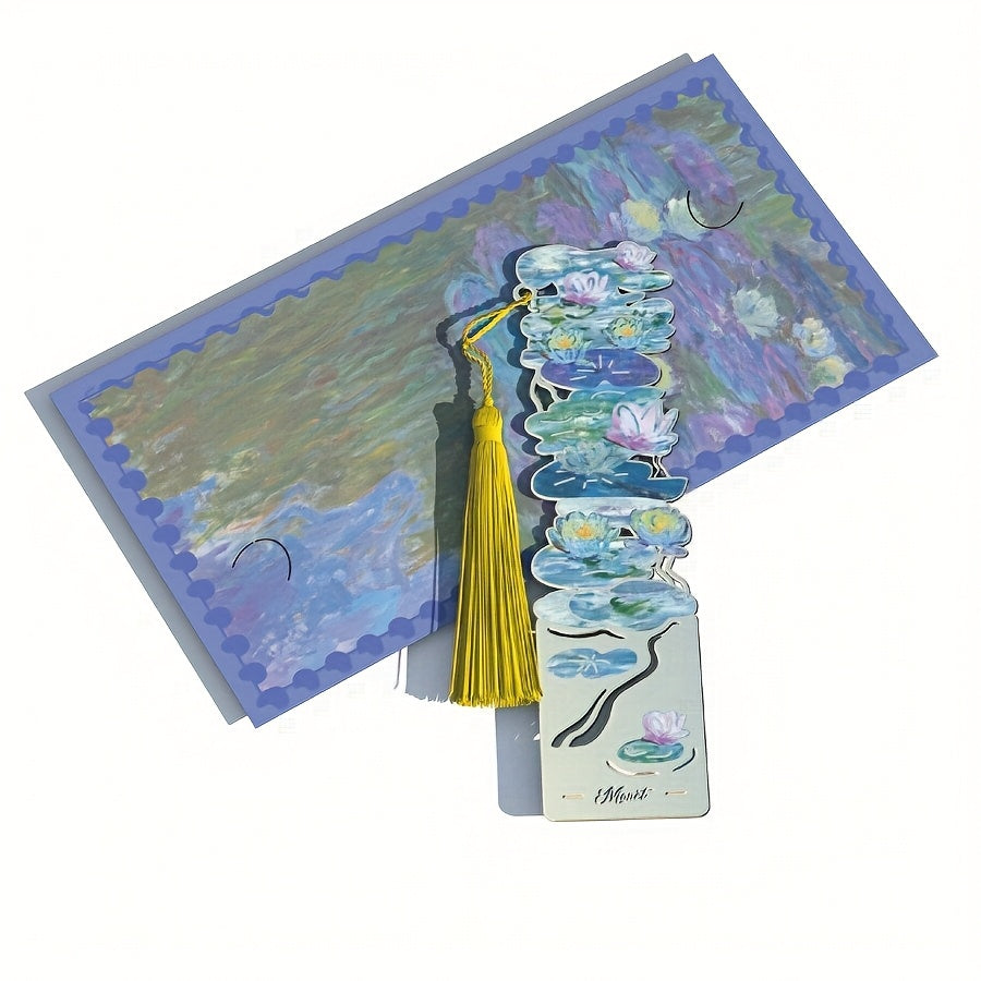 A Vintage Metal Bookmark Featuring an Oil Painting Style, Perfect for Holding Manuals And Books. It'S an Ideal Graduation Gift for Students, Useful Office Stationery