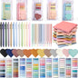 72 count Book Annotation Kit Supplies with Bookmarks Index Tabs Sticky Notes Ballpoint Pen Clear Pull-Ring Bags for Reading Bookish Club Gifts