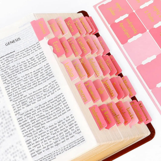 Book Annotation Tabs - Spanish Black Foil Embossed Print Book Tabs, Resistant Sturdy 66+14 Tags for Bible Scholars (66 Old Testament, 14 New Testament)