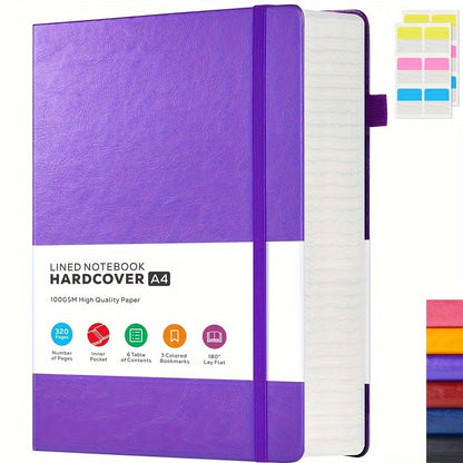A4 Lined Journal Notebook, 320 Pages Large College Ruled Notebook, Hardcover Faux Leather Notebook with 100Gsm Thick Pages for Writing Women, Professional Business Notebook, 8.5 X 11In, Back to School