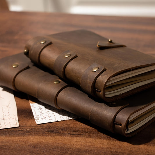 Denim Style High-End Top Layer Crazy Horse Leather Notebook