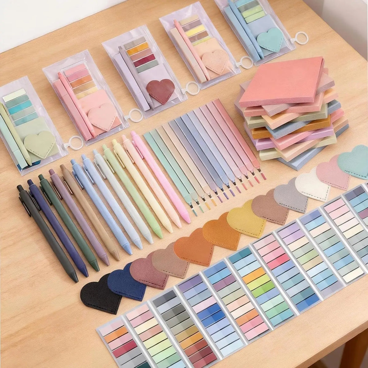 72 count Book Annotation Kit Supplies with Bookmarks Index Tabs Sticky Notes Ballpoint Pen Clear Pull-Ring Bags for Reading Bookish Club Gifts