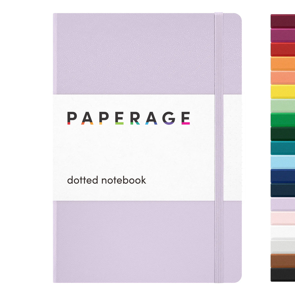 PAPERAGE Thread Bound Dotted Page Hardcover Bullet Journal Notebook - Faux Leather Cover, 100GSM Penready Thick Paper, 160 Pages, 5.6"x8" Portable, Elastic Band, Inner Pocket, Sticker Labels, Blank Journal, Office Stationery for Students