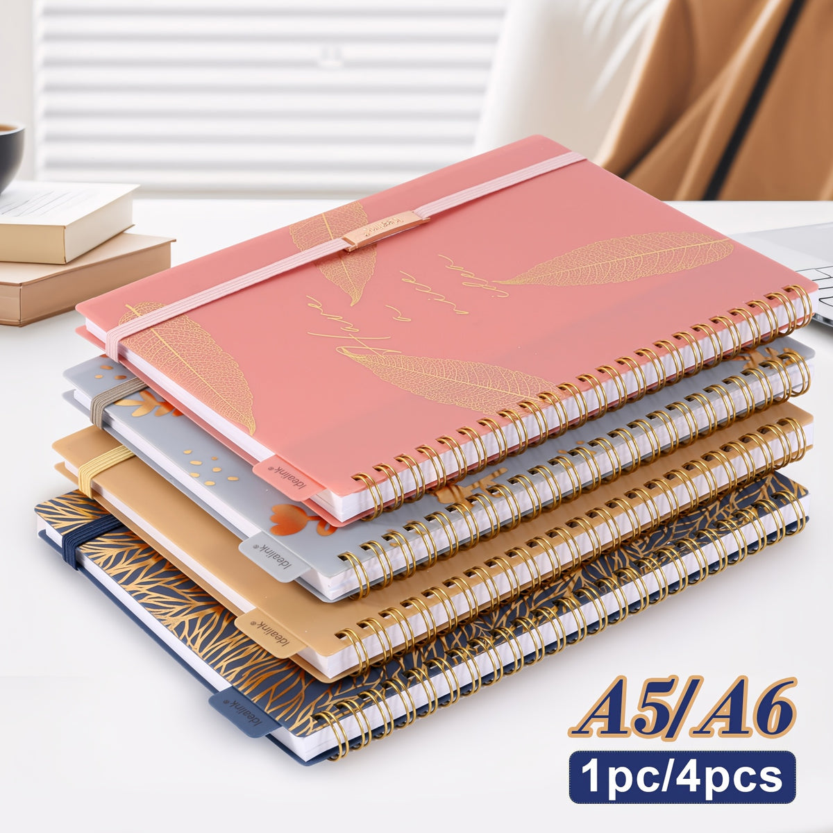 1pc/4pcs, A5/A6, 160Pages, Coil Spiral Notebook, PP Study Planner, Multi-Color Journal, Budget Book, Stationery, Teacher Supplies, Office Supplies, Back to School