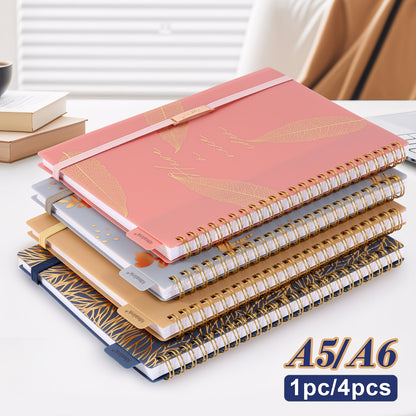 1pc/4pcs, A5/A6, 160Pages, Coil Spiral Notebook, PP Study Planner, Multi-Color Journal, Budget Book, Stationery, Teacher Supplies, Office Supplies, Back to School