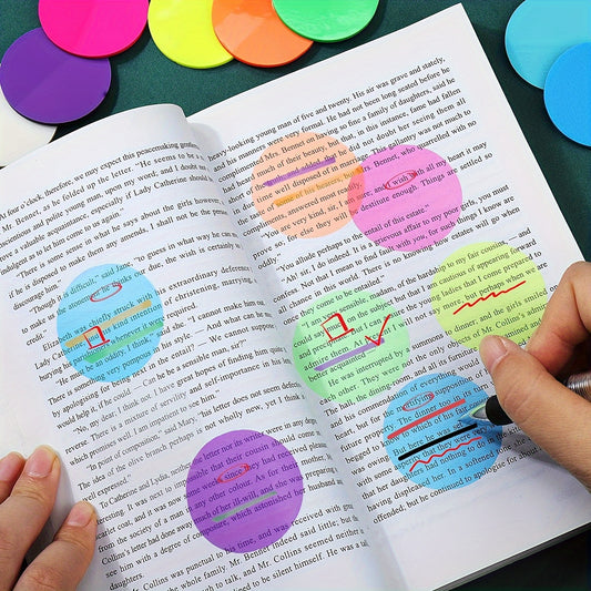 100 Sheets Transparent Sticky Notes Colorful (random Color), Cute Round Clear Sticky Tabs, Translucent Book Markers Page Flags Stickers, Journaling Accessories Aesthetic Office School Study Supplies