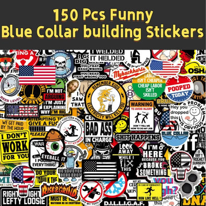 130pcs Funny Stickers for Adults,and 150Pcs blue collar building stickers  Prank Meme (Dirty) Hilarious Sticker Pack for Laptop, Hard Hat, Work, Water Bottles, Computers, Vinyl Waterproof Decals (130)