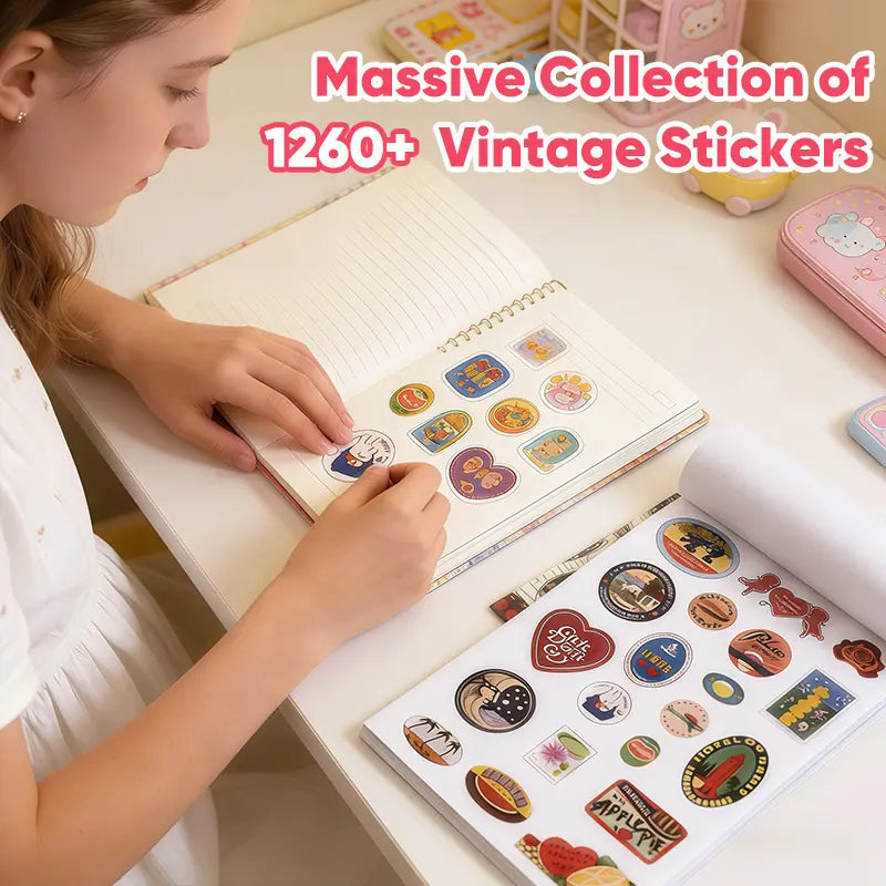Girlhood Sticker Book (1260+ Aesthetic Retro-Style Illustrations) – Scrapbook Supplies, Decal Sticker Notebooks Decor, DIY Creative Gifts for Friends and Family,sohochic