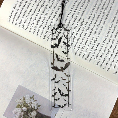 1 Set of Transparent Acrylic Bat Pattern Bookmark with Black Tassel, Available in Various Sizes - a Thoughtful Gift for Bookworms, Colleagues and Relatives; Ac Bookmark Decoration