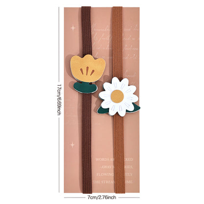 Pack of 2 Secure Page Holder & Closure Straps Cute Elastic Book Bands & Page Markers Flowers Leaves for Journals, Notebooks, Planners, Hardcover Books, Reading Aid and Lovely Accessories for Book Lovers
