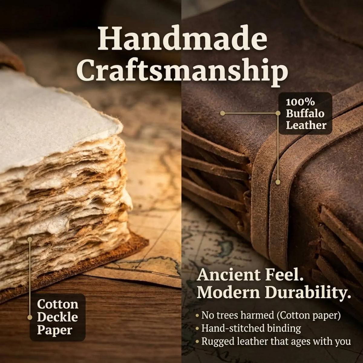 Cuero Vintage Leather Journal - Antique Handmade Leather-Bound Notebook with Deckle Edge Paper, Unique Gifts for Men, 5x7 in Office Stationery Sketchbook/Diary