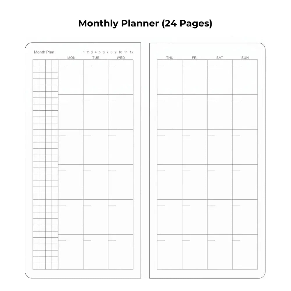 Weeks Planner Notebook – 144 Pages, Hardcover Slim Weekly Planner, Monthly & Weekly Layout, Pocket Planner, 100 GSM Paper