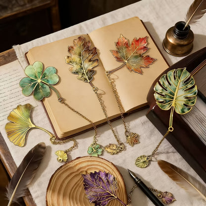 1pc Vintage Leaf Bookmark with Metal Pendant Ideal Gift for Book Lovers, Suitable for Students, Teachers And Writers
