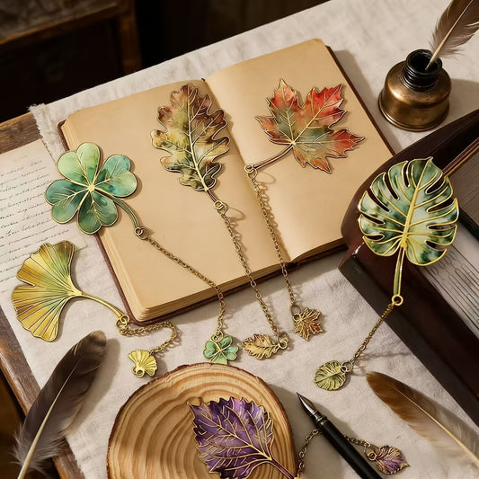 1pc Vintage Leaf Bookmark with Metal Pendant Ideal Gift for Book Lovers, Suitable for Students, Teachers And Writers