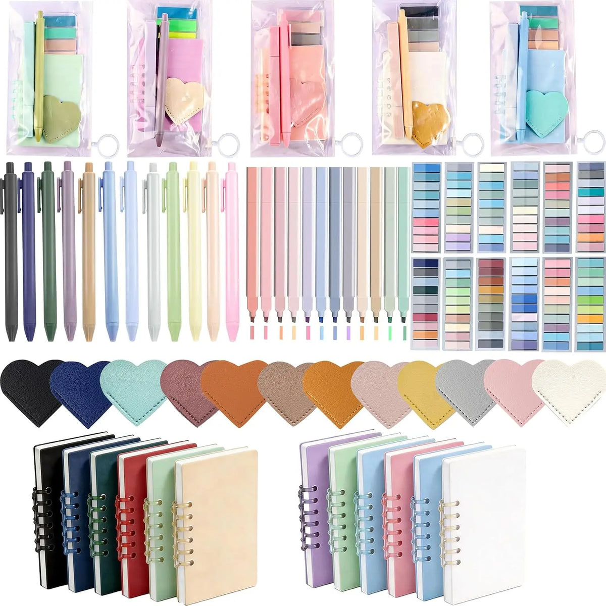 72 count Book Annotation Kit Supplies with Bookmarks Index Tabs Sticky Notes Ballpoint Pen Clear Pull-Ring Bags for Reading Bookish Club Gifts