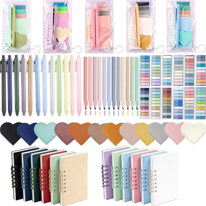 72 count Book Annotation Kit Supplies with Bookmarks Index Tabs Sticky Notes Ballpoint Pen Clear Pull-Ring Bags for Reading Bookish Club Gifts