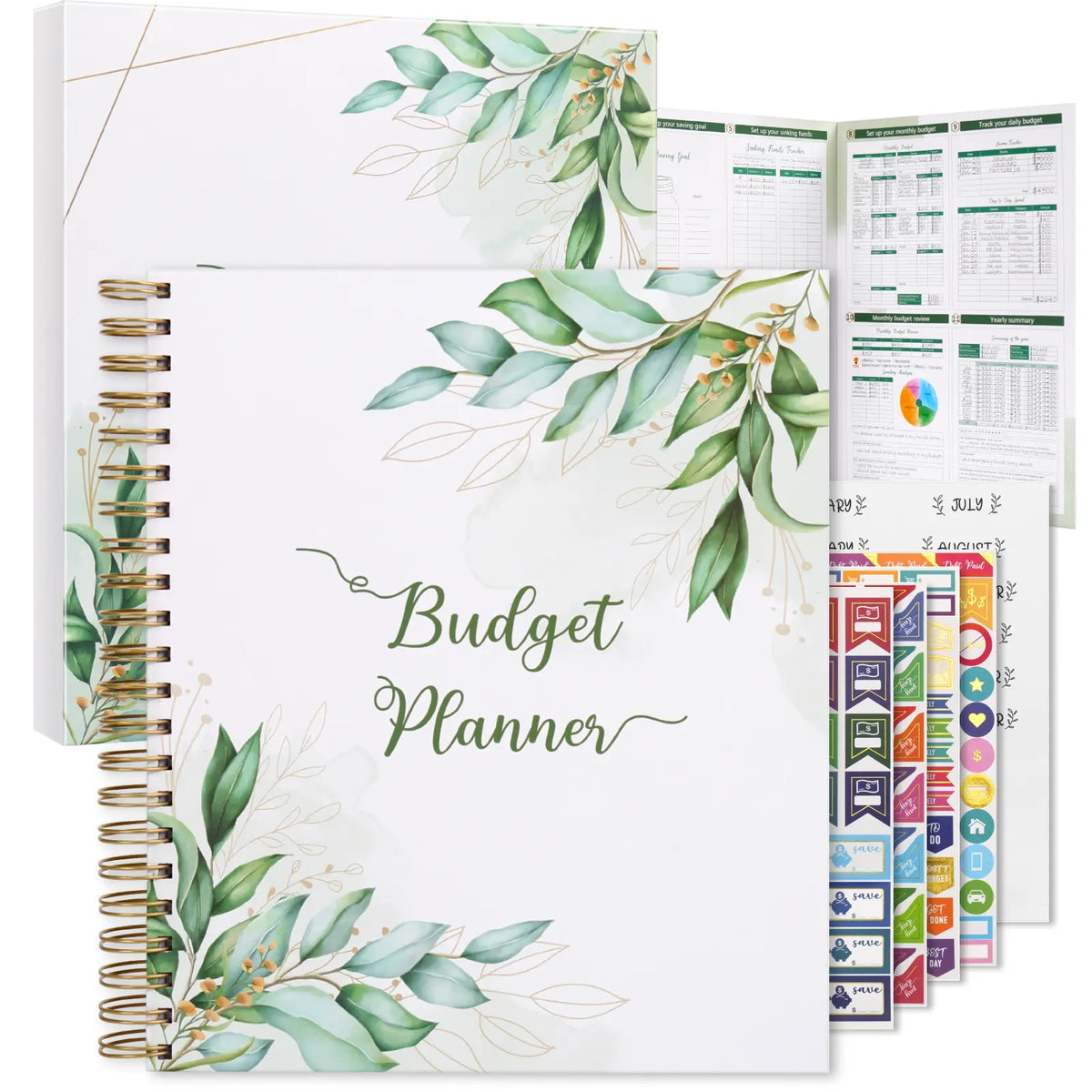 SOLIGT 8.5x11 in Large Premium Hardcover Budget Planner - Monthly Bill Organizer with 12 Pockets, Stickers, Colorful Label Space for Budget Track, Savings, Debt - Office Personal Financial Journal