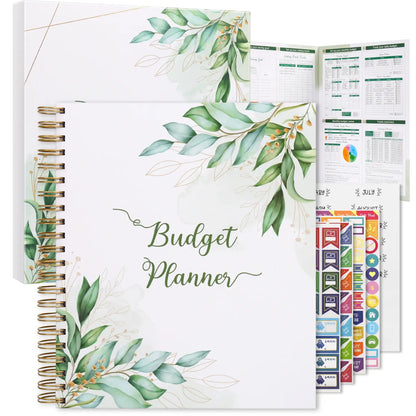 SOLIGT 8.5x11 in Large Premium Hardcover Budget Planner - Monthly Bill Organizer with 12 Pockets, Stickers, Colorful Label Space for Budget Track, Savings, Debt - Office Personal Financial Journal